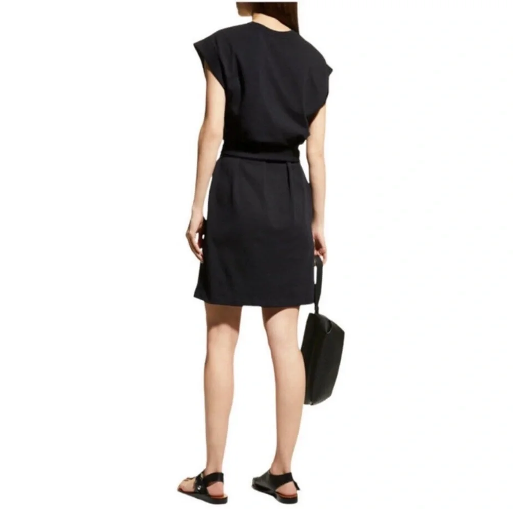 Vince Black Tie Waist Short Sleeve Cotton‎ T-Shirt Dress Size Large - Picture 2 of 9